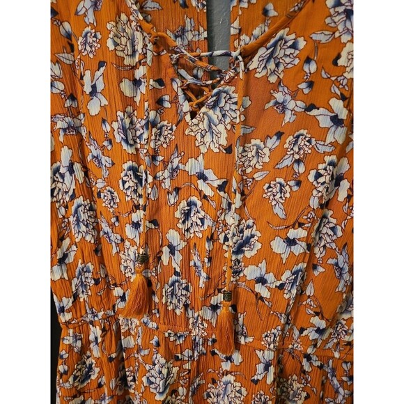 Aeropostle Blouse/shorts One Piece orange Floral Size Small Long Sleeve (A4)‎ - Picture 2 of 10